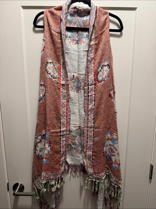 Raj Jackets & Blazers - 🆕 Raj for Soft Surroundings Multicolor Embroidered Fringe Duster Vest. OS. NWT🔥